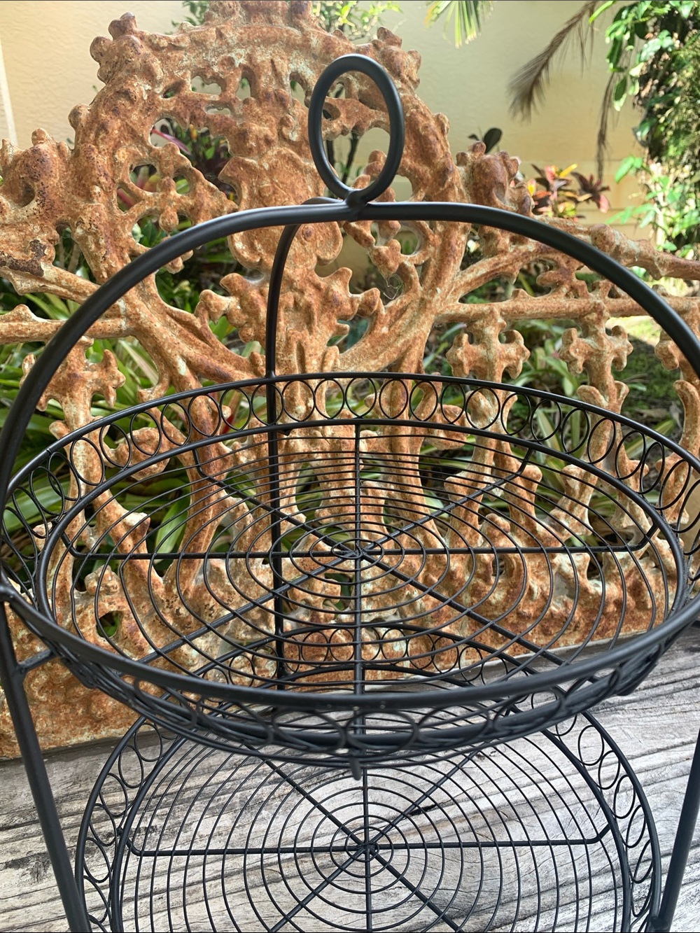 Vintage Two-Tier Decorative Metal Wire Stand - Black - Picture 2 of 8